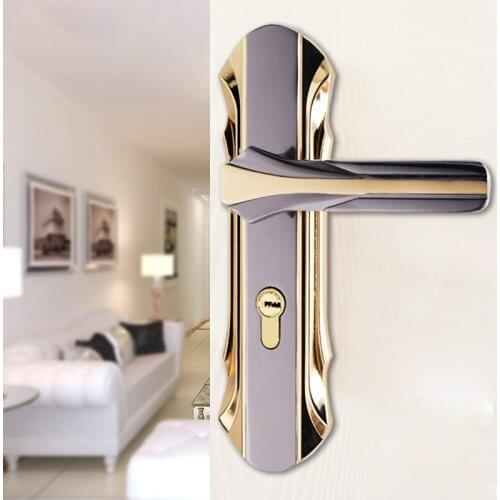 European high-grade zinc alloy lock Mosern simple solid wood door handle lock bedroom interior door handle lock Mute indoor lock