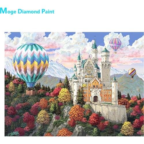Castle Building Diamond Painting Scenic House Round Full Drill 5D Nouveaute DIY Mosaic Embroidery Cross Stitch Hot Air Balloon