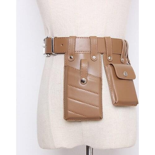 Womens runway fashion PU leather bag punk Cummerbunds female Dress Corsets Waistband Belts decoration wide belt TB1444