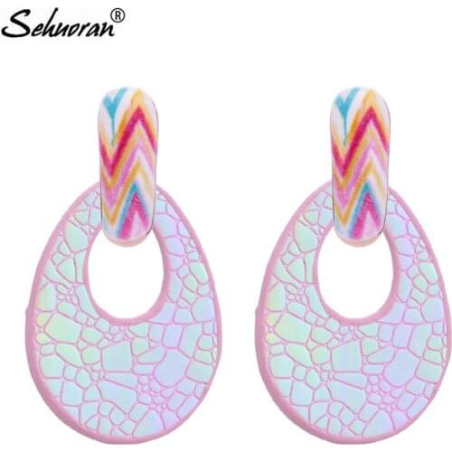 Sehuoran Oorbellen Brincos Colorfu Leather Pendientes Drop Earrings For Woman Statement Earrings Boho Brand Fashion Jewelry