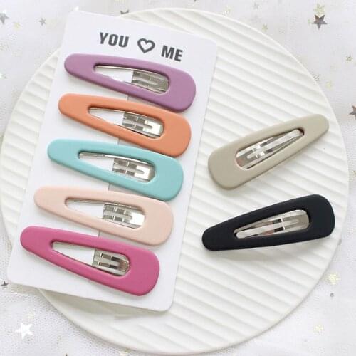 1pcs Solid Color Scrub Resin Hair Clips Geometric Hollow Waterdrop Hairpins Hair Styling Tools 2019 New arrival