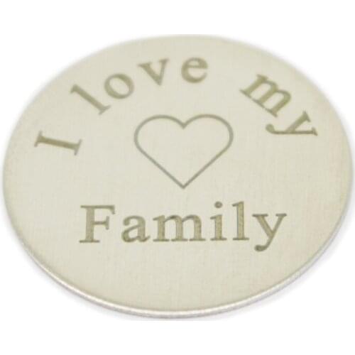Hot sale stainless steel 22mm floating pendant 10pcs round i love my family forever plate for 30mm glass lockets