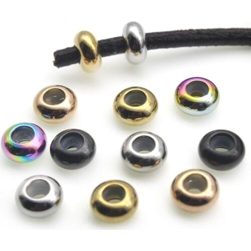 10pcs Round Spacer Beads Rubber Ring End Beads Stopper Clip Beads charms Stainless Steel Fit Slide Bracelet DIY Jewelry Making