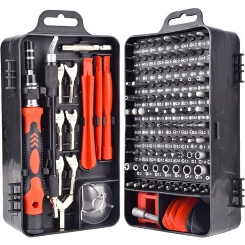 135 In1 Screwdriver Magnetic Tools Sets for Mobile Phone Tablet Computer Eyeglasses Repair DIY Tool Kit (Black Red)