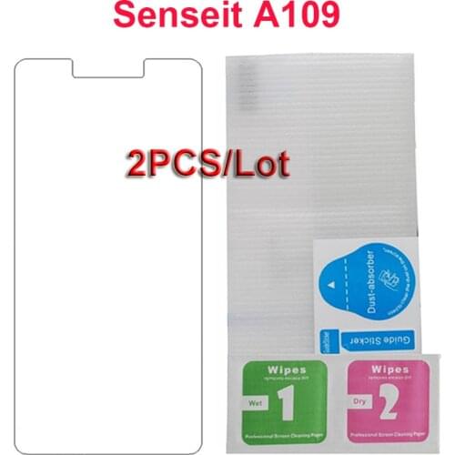 2PCS Tempered Glass for Senseit A109 Screen Protector 9H Protective Front LCD Glass Protector for Senseit A109 Smartphone Film