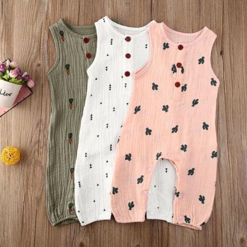 2020 Summer Fashion Newborn Infant Baby Girl COTTON Linen Clothes Sleeveless Jumpsuit Romper Outfits