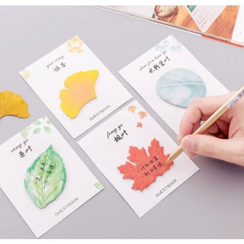 40 packs Creative leaf sticky notes cute memo paper pad sheet to do list kawaii school stationery office post sticker planner