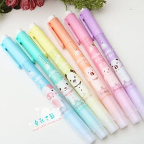 6Pcs New Cute Design Double-headed Highlighter Pen Fluorescent Pen Stationery Office School Supplies