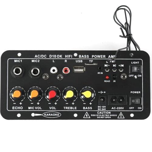 8-12 Inch Speaker Digital Bluetooth Stereo Amplifier Board Subwoofer Dual Microphone Karaoke Amplifiers Support TF Card U disk