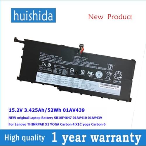 15.2V 52wh 01av439 sb10f4647 New original Laptop battery for Lenovo ThinkPad X1 yoga carbono 4 x1c yoga carbono 6 series