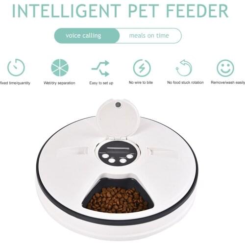 Automatic Pet Feeder Cat Dog Feeder Anti-Card Food Anti-Open Cover with Timer 6 Meals Per Day LCD Smart Food Dispenser