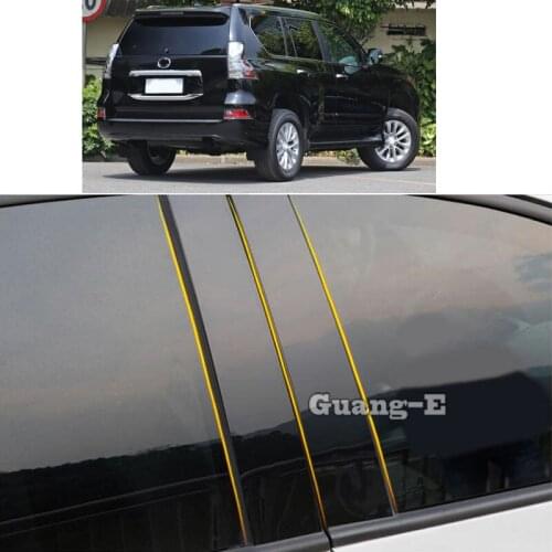 Car PC Material Pillar Post Cover Door Trim Window Piano Black Molding Sticker Plate Parts For Lexus GX GX400 GX460 2010-2014