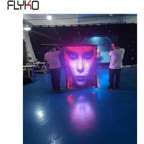 Free shipping P30mm 0.96x1.44m led vision flag video curtain for stage backdrop fashion show