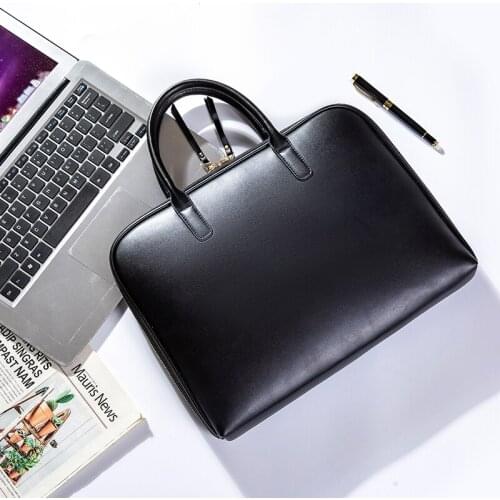 Black Tote Messenger Work Bag Ipad Small Laptop Business Briefcase Shoulder Crossbody Bags