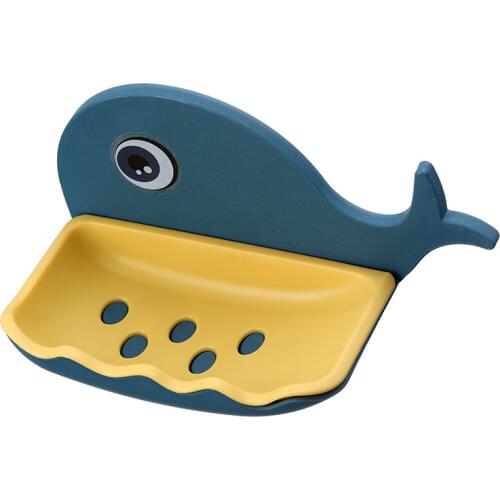 Bathroom Soap Dish Holder Whale-shaped Storage Shelf Plastic Wall Mounted Draining Organizer Tray Toilet Soap Rack