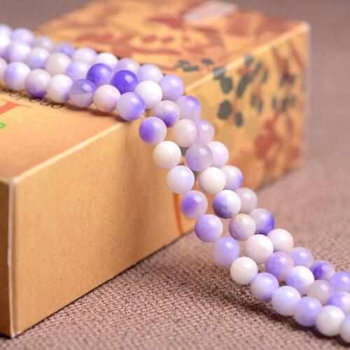 Fine Quality 5A Natural Purple White Calcedony Stone Beads 6/8/10/12mm Pick Size Round Loose Bead for Jewelry Making Accessories