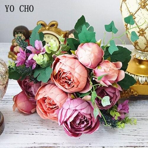 12 Branches Simulation Peonies Bunch Artificial Flowers Fake Flores for Home Table Wedding Decor Artificiales Silk Pink Peonies