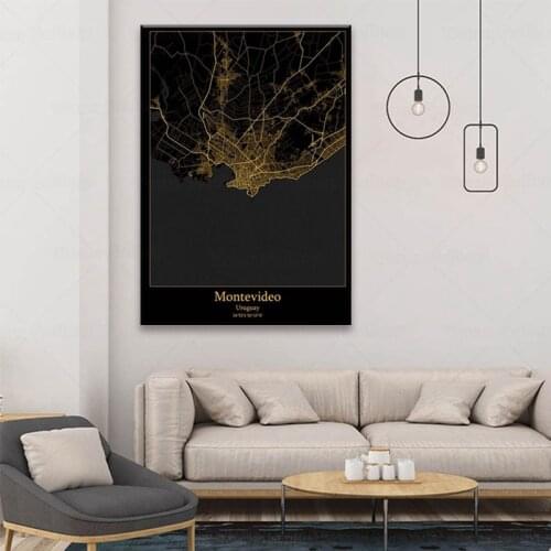 World Map Montevideo city Uruguay Posters and Prints Wall Art Pictures for Kids Room Home Decoration