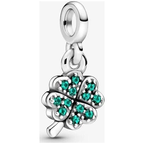 Me Collection Silver 925 jewelry My Four-leaf Clover Dangle Charms fit Me Style Thin Chain Bracelets necklaces DIY For women