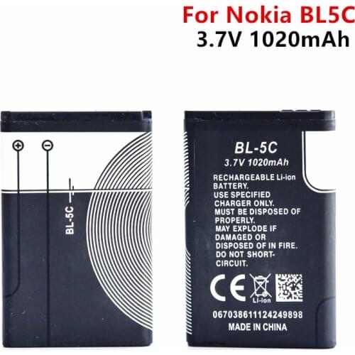 Limskey 1pc BL-5C BL5C BL 5C Replacement Li-ion Lithium Battery 1020mAh Batteries for Nokia 1112 1208 1600 2610 2600 n70 n71