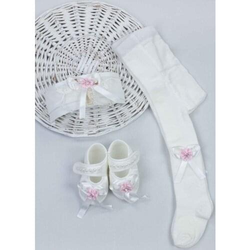 Pink Baby Girl Newborn Gift Suit Set Girls Babies Tights Stockings Hair Bandana Shoes Fashion Style 2021 Mom Gift Package models