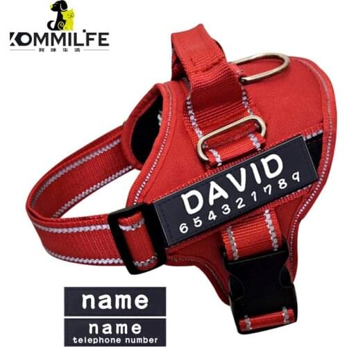 KOMMILIFE Nylon Adjustable Dog Harness Personalized K9 Harness For Dogs Reflective Breathable No Pull Dog Harness Vest
