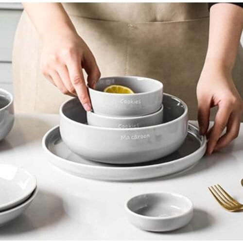 Nordic ceramic tableware bowls and dishes creative personality household rice bowls soup bowls dishes and dishes set combination