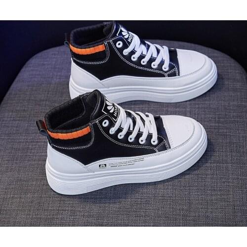 Okkdey ins high-top pu breathable womens shoes 2021 spring and autumn new all-match explosive platform platform casual shoes