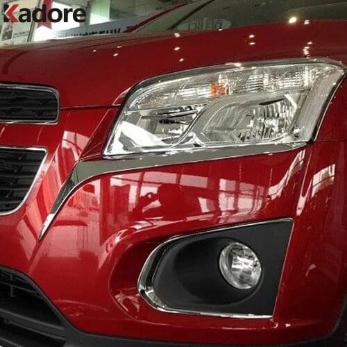 For Chevrolet Trax 2014 2015 2016 2017 2018 Chrome Head Light Lamp Eyelid Cover Trim Front Headlight Eyebrow Strip Car Styling