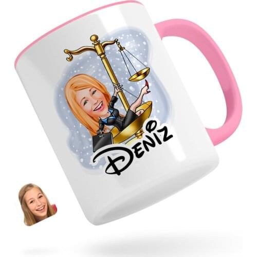 Personalized Women 'S Attorney Caricature Of Pink Mug Bardak-4
