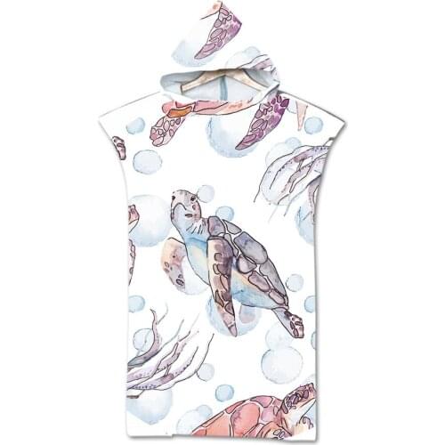 Drop Shipping Hooded Beach Towels Turtle print Microfiber Swimming Shower Towel Adult Bath Towel Bathroom Towel