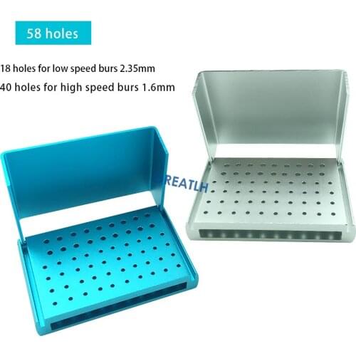 58 Holes Dentist Products Lab Dental Bur Holder Disinfection Carbide Burs Block Drills Case Box