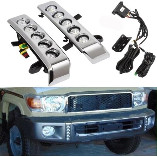 For Toyota VDJ 70 Series Land Cruiser 76 LC70 LC71 LC76 LC77 LC79 Car Front Bumper LED Lamp Daytime Running Light Accessories
