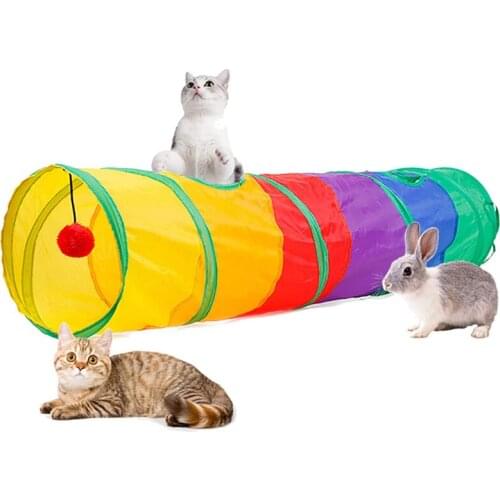 Cat Tunnel Toy Funny Pet 2/4 Holes Collapsible Crinkle Play Tubes Kitten Toys Puppy Ferrets Rabbit Play Channel Tube Pet Toys