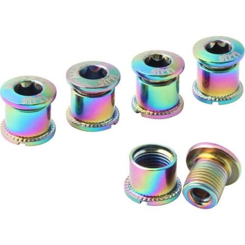 Bicycle Vacuum Plating Plate Nail Mountain Road Folding Single Double Three Plate Colorful Chain Screw 5pcs