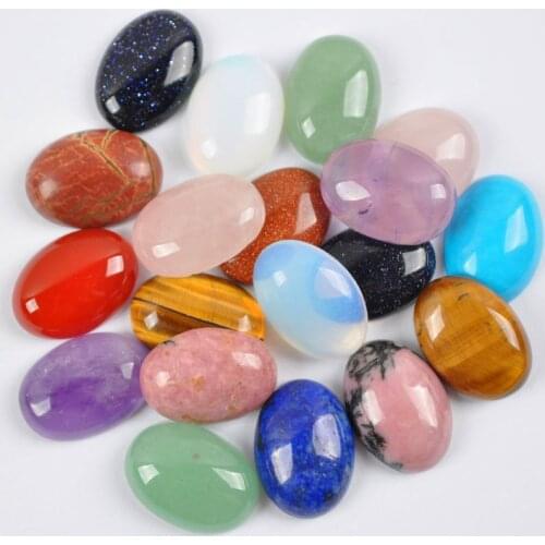 30x22MM Natural Mixed Stone GEM Bead Oval CAB Cabochon Jewelry (10 pcs/lot) H002
