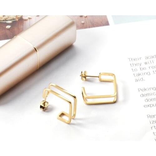 Women Geometry Drop Earring Fashion Jewelry Wholesale Stainless Steel Gold Color Earrings Party