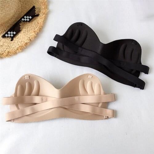 Women Bra Sexy Backless Invisible Bra Push Up For Women Lingerie Seamless Brassiere No Sewing Bra Black Strapless Bandeau
