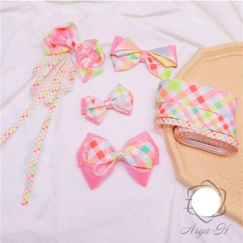 10yards Colorful Grid Ribbon Handmade Hair Ornaments Wrapping Ribbons For Crafts Packing Bow 9mm 25mm 38mm