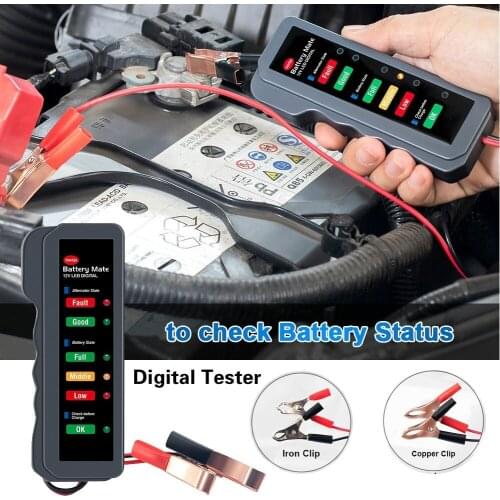 12V Car Battery Tester Digital Alternator Tester 6 LED Lights Display Car Diagnostic Tool Auto Battery Tester For Car Motorcycle