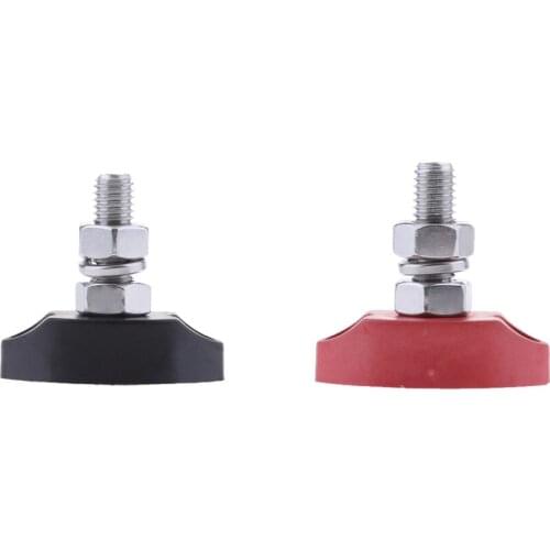 2 Pieces Red & Black 2x 6mm Junction Block Power Post Insulated Terminal Stud Single for Boat Marine