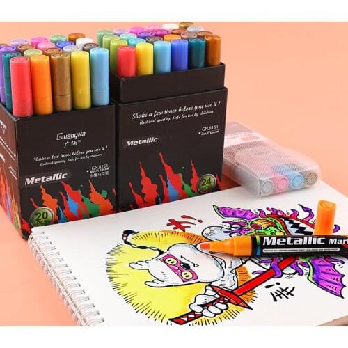 24 Colors Acrylic Paint Marker pen Art Marker Pen for Ceramic Rock Glass Porcelain Mug Wood Fabric Scrapbooking Canvas Painting