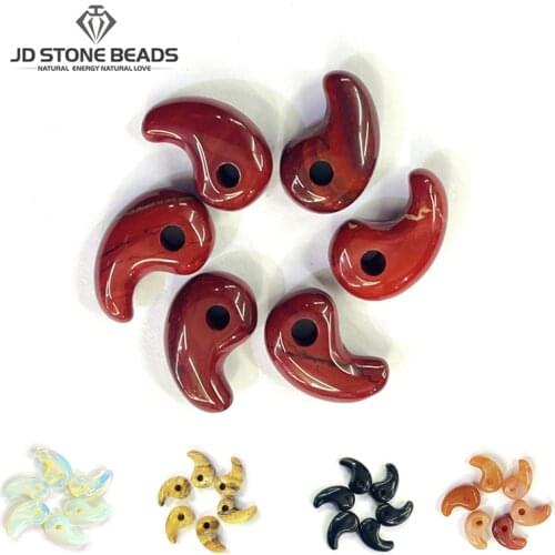 5Pcs/lot Natural Stone Crystal Agate Jade Turquoise Opal Hook Shape Pendants For Jewelry Making Necklace Accessories Wholesale