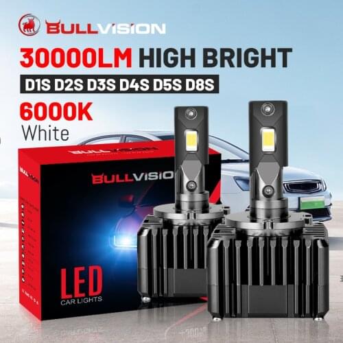 Bullvision 30000LM HID D1S D3S LED Headlights Two-sided CSP Chips Square HID 55W Ballasts 6000K White Auto Headlamp 1:1 Size 12V