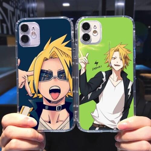 Denki Kaminari My Hero Academia Phone Case Transparent for iPhone 6 7 8 11 12 s mini pro X XS XR MAX Plus cover funda shell