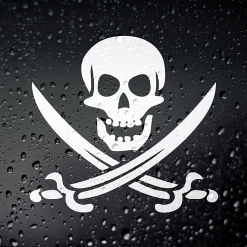 Black/Sliver Jolly Roger Pirate Car Sticker Car styling Decal Window Door Decoration Modern Design Car Accessories S575