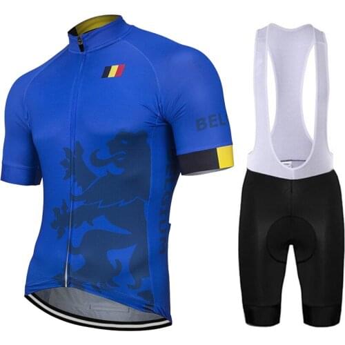 2021 Belgium Men Cycling Jersey Set Road Race Team Bike Road Mountain Race Tops Blue Racing Clothing 9D Gel Breathable Ciclismo