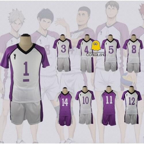 Haikyuu To the Top Shiratorizawa Gakuen Academy Cosplay Jersey No.1 Ushijima Wakatoshi No.5 Tendo Satori Costume Top Pants Set