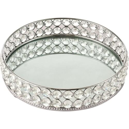 Crystal Round Desserts Vanity Tray Holder Plate Wedding Holiday Decoration for Perfume, Jewelry and Makeup Nordic Style