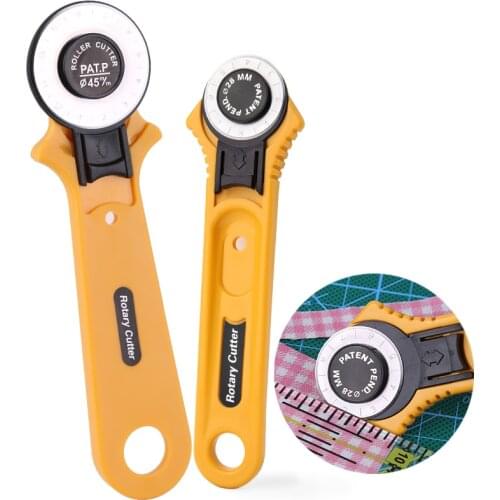 KAOBUY 2PCS Fabric Rotary Cutter Professional Tools With Safety Lock (45mm + 26mm) For Quilting Sewing Arts Crafts